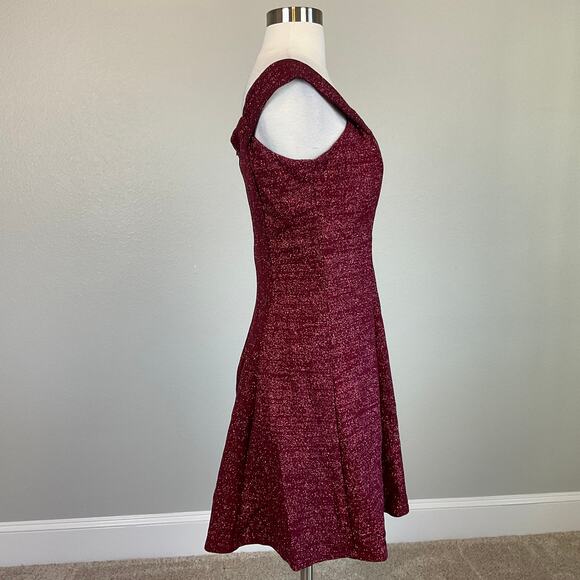 Betsy & Adam Mini Fit and Flare Cocktail Dress Sparkly Burgundy Red Size 10 - Picture 3 of 11